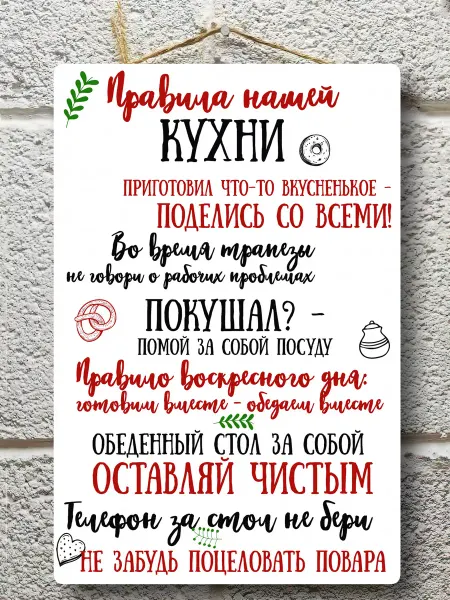 Декор для дома ПРАВИЛА Постер подарок маме
