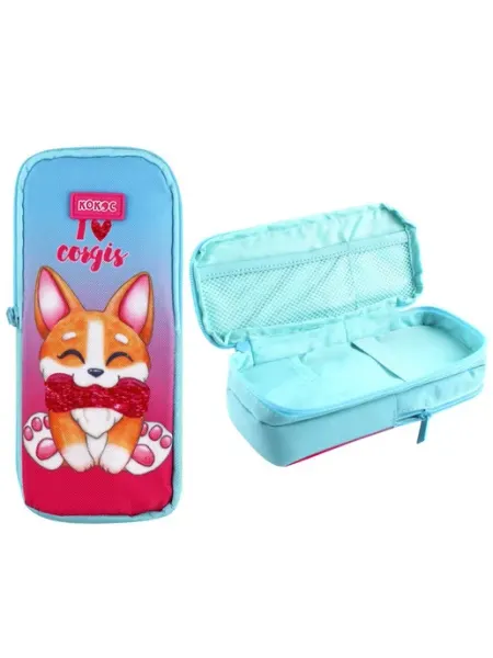 Пенал футляр 2отд. Corgi Love 210х90х55мм магнитный держател КОКОС