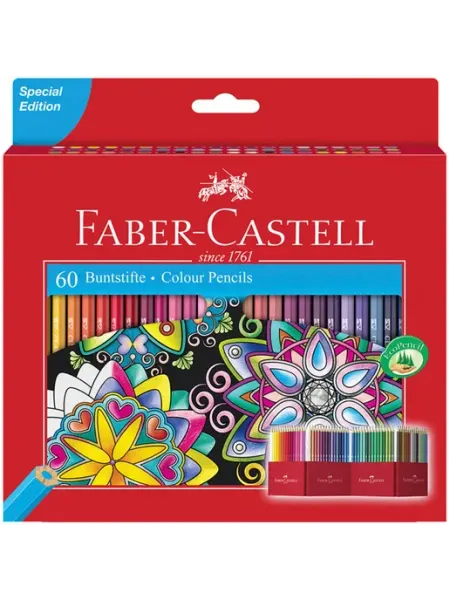 Карандаши цветные 60цв 6-гран. дерево заточенные Узоры карт Faber-Castell