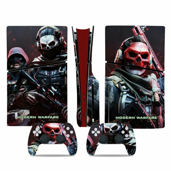 Наклейка виниловая защитная на игровую консоль Sony PlayStation 5 Slim Disc Edition, Call Of Duty, полный комплект с геймпадами