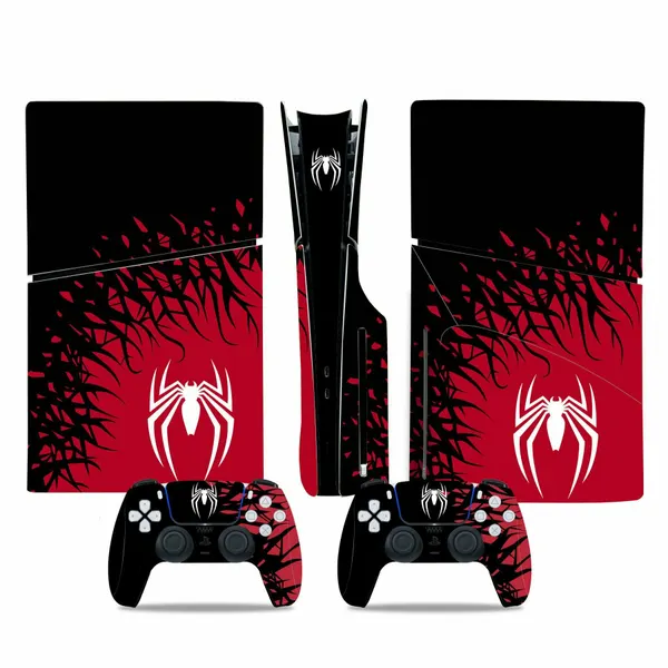 Наклейка виниловая защитная на игровую консоль Sony PlayStation 5 Slim Disc Edition, Веном, полный комплект с геймпадами