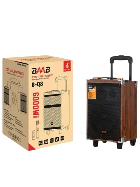 Портативная колонка B-Q8 караоке Bluetooth с микрофоном и пультом, беспроводная