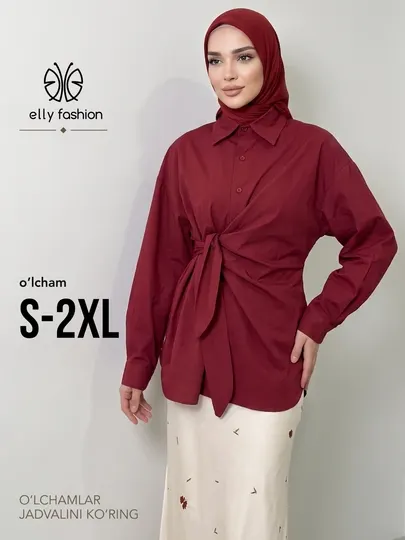 Блузка женская с поясом, рубашка на запах, S-2XL, EllyFashion - Мужская одежда больших размеров
