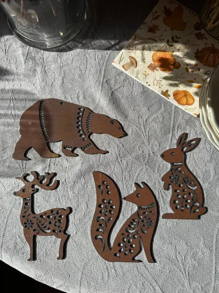 Новогодний декор из стали Кортен Лесное кружево