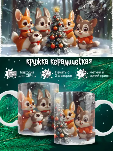 Кружка новогодняя в детский сад Ленивая Лиса