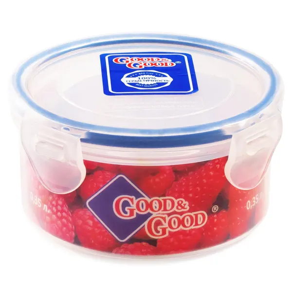 Контейнер Good&Good Classic R2-1 0.35л, для заморозки, герметичный, прозрачный, синий