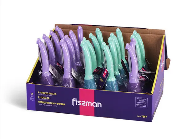 7657 FISSMAN Овощечистка - нож для чистки кожуры P-формы 16см (нерж. сталь)