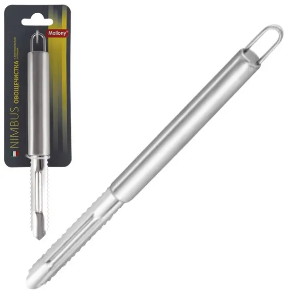 Овощечистка NIMBUS из нержавеющей стали с вертикальным лезвием 19,5х1,8 см овальная ручка с подвесом