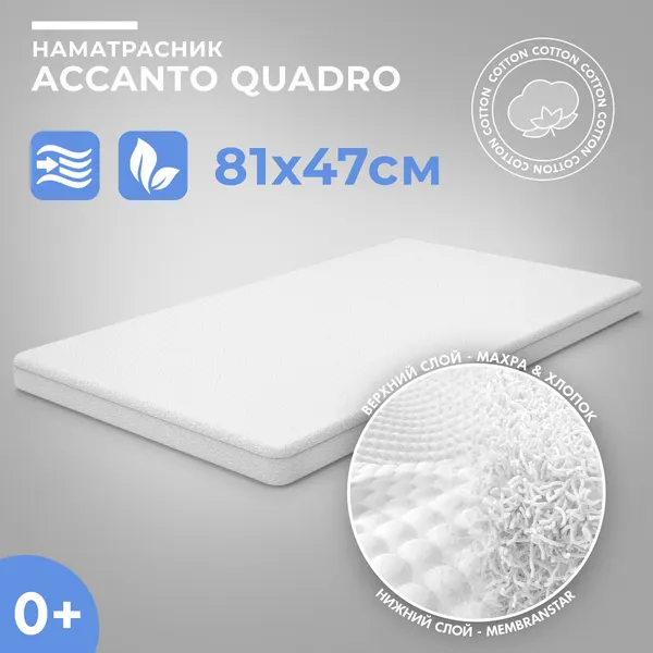 Наматрасник Nuovita "Accanto Quadro", натяжной, махровый, 81х48 см
