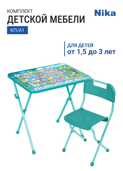 Комплект детской мебели НИКА КП/А1 Азбука, цвет каркаса голубой