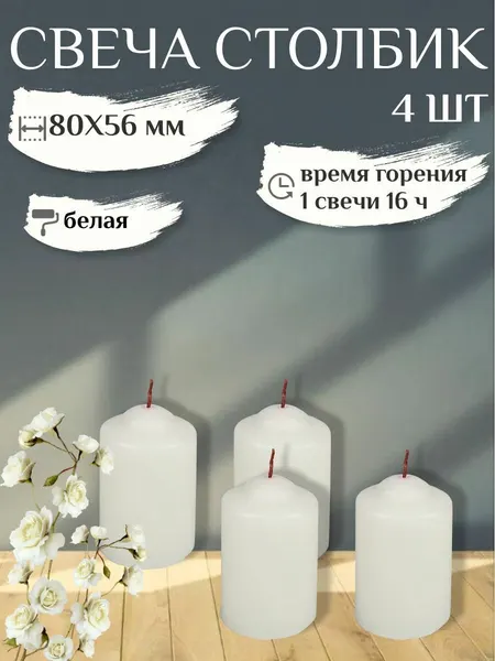 Свеча Столбик/Бочонок 56х80 мм, красная, 16 ч.