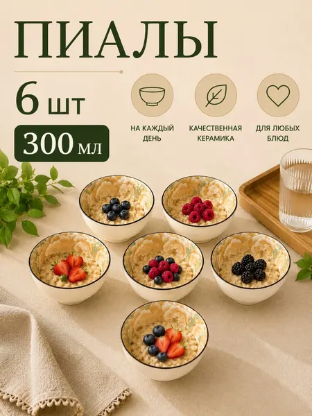 Пиала золотой лотос 300 мл 6 шт. в наборе