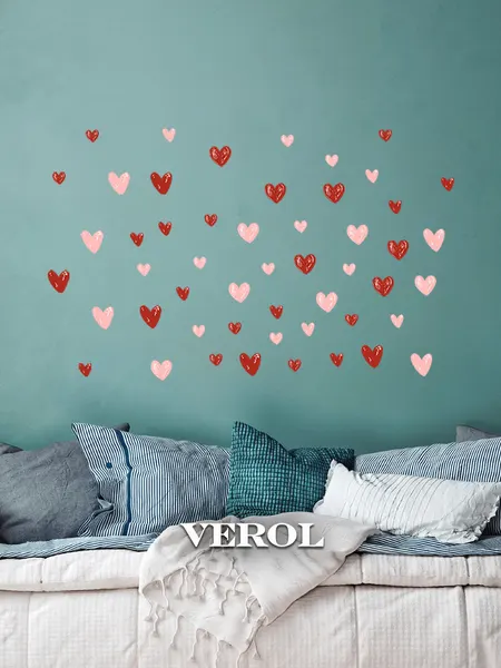 Наклейки интерьерные VEROL "Сердечки", влагостойкие, виниловые, детские