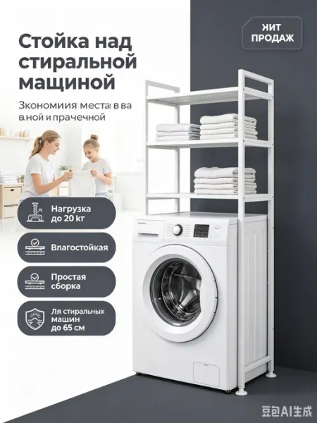 Этажерка над стиралкой для бытовой химии Homm для дома