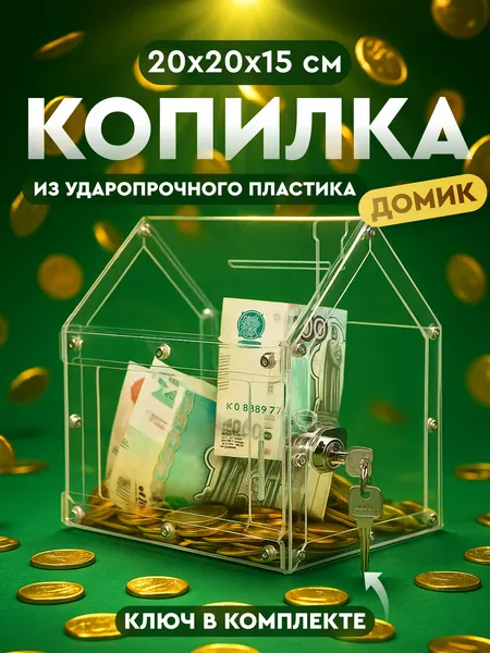 Ящик "Домик", для пожертвований, копилка, настольный, ударопрочный пластик