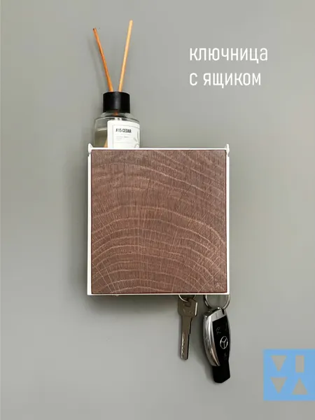 Ключница настенная вива для прихожей с полкой орех темный на белом, В-К1ТБ