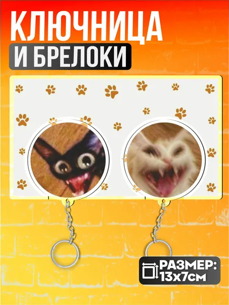 Ключница настенная в прихожую парная Котики мемы