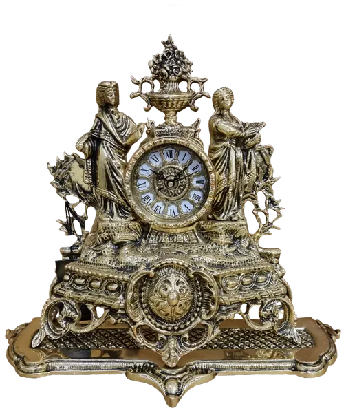 Часы каминные Bronza Portugal "Свидание", бронзовый корпус, винтажный стиль