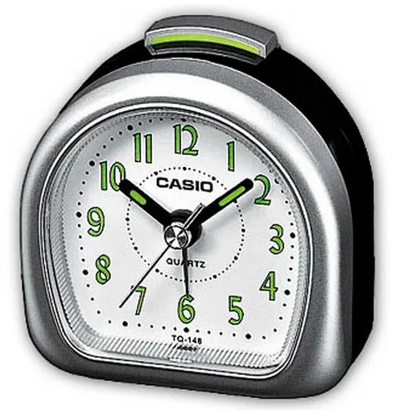 Будильник Casio TQ-148-8DF, кварцевый, арабские цифры, батарейки AA