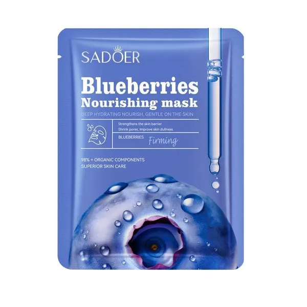 BLUEBERRIES Nourishing Facial Mask, Sadoer (черника питательная тканевая маска для лица), 25 г.