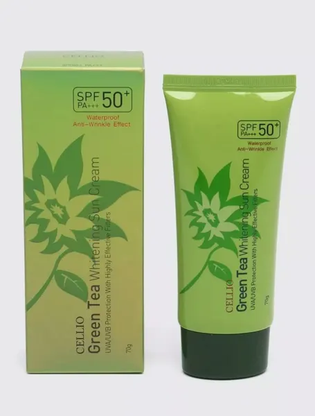 Солнцезащитный крем с экстрактом зелёного чая Cellio Green Tea SPF50+, 70 г