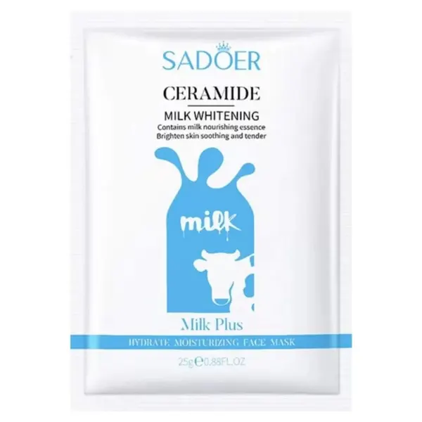 CERAMIDE Milk Whitening Facial Mask, Sadoer (молочная увлажняющая тканевая маска для лица), 25 мл.