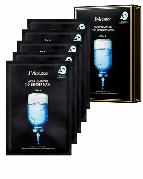 JMsolution Комплект ультраувлажняющих тканевых масок с гиалуроновой кислотой и пептидами SOS RINGER MASK BLACK, 5 шт