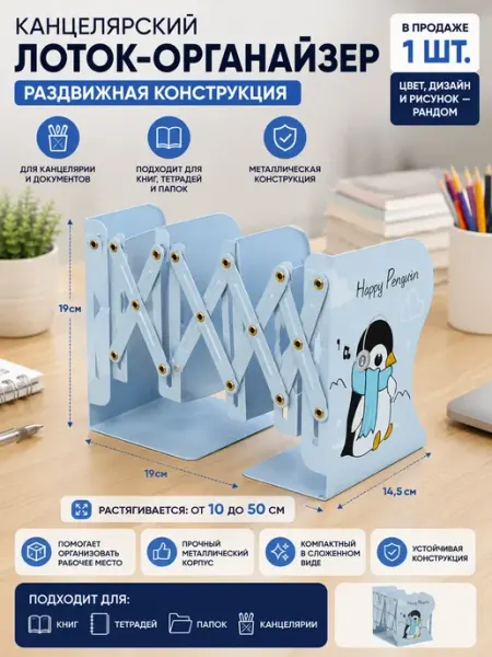 Лоток раздвижной канцелярский для тетрадей и книг СарБренд