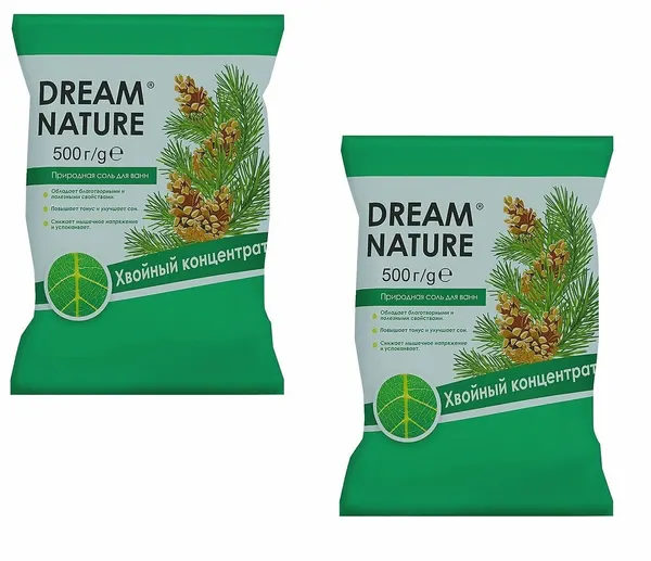 Природная соль Dream Nature для ванн Хвойный концентрат цветная ароматизированная, 500г 3шт