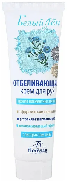 Крем для рук Floresan отбеливающий, против пигментных пятен, Белый лён, 100 мл