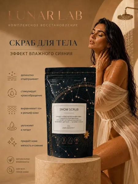 Lunar Lab, Обновляющий сахарный скраб для тела, антицеллюлитный с натуральными маслами, увлажняющий