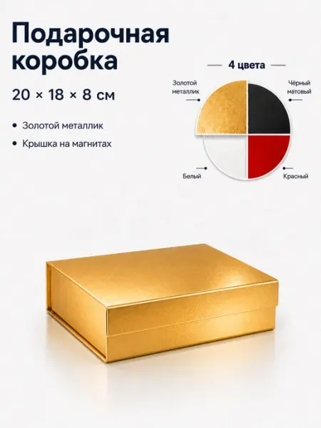 Подарочная коробка на день рождения квадратная золотая