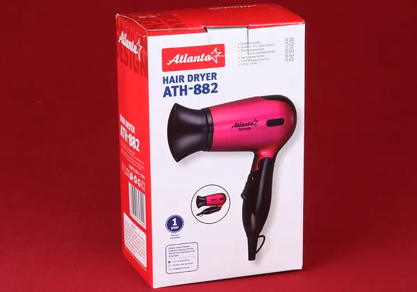 Фен электрический ATLANTA hair dryer ATH-882 складной, индивидуальная упаковка