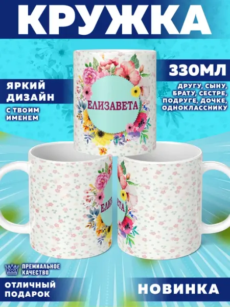 Кружка с именем Елизавета Фотосувениры