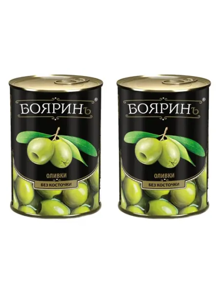 Оливки зеленые в рассоле с косточкой, 300 г Бояринъ
