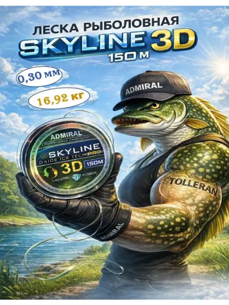 Леска рыболовная летняя 3D 150 м 0.30 мм ADMIRAL