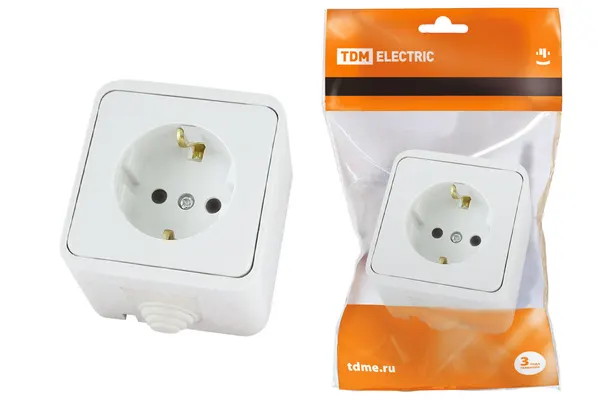 Розетки открытой установки TDM Розетка 2П+З OУ IP44 16А белая "Орель" TDM SQ1802-0005