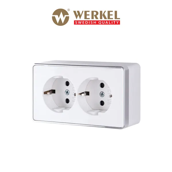 Накладная розетка двойная с заземлением Werkel Gallant W5072101, цвет белый