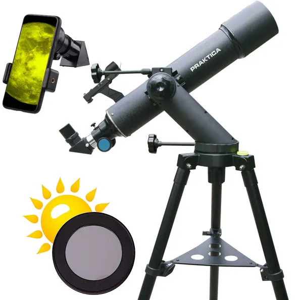 Телескоп Praktica Vega 90/600, с солнечным фильтром, трекер, адаптер для смартфона, LED искатель