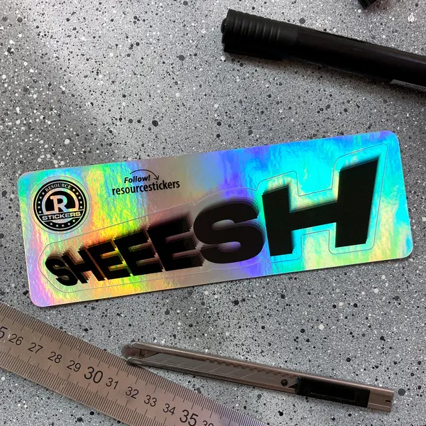 Наклейка голографическая надпись Sheesh, 17.5х5.2 см. / Resource Stickers