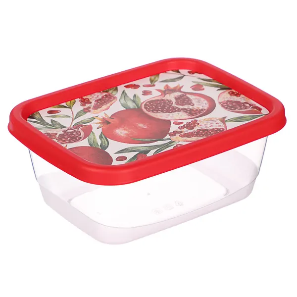 Контейнер для продуктов прямоугольный 0,5л, декор Гранат, пластик