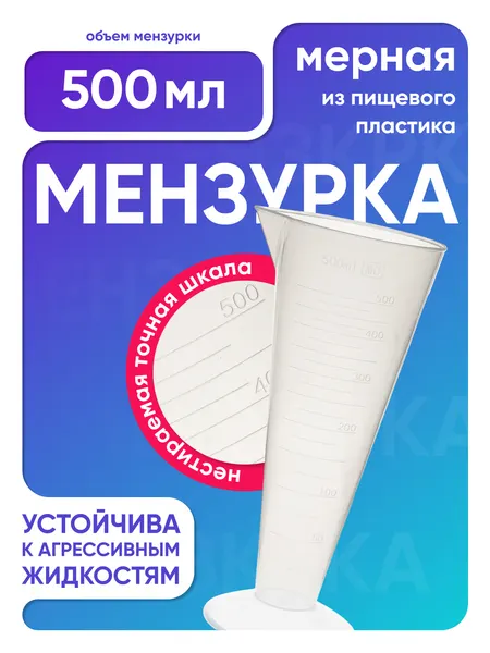 Мензурка мерная 100 мл коническая пластиковая (п/п)