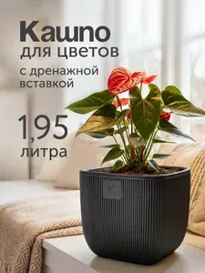 Горшок для цветов с дренажной вставкой 1,95 л, красный