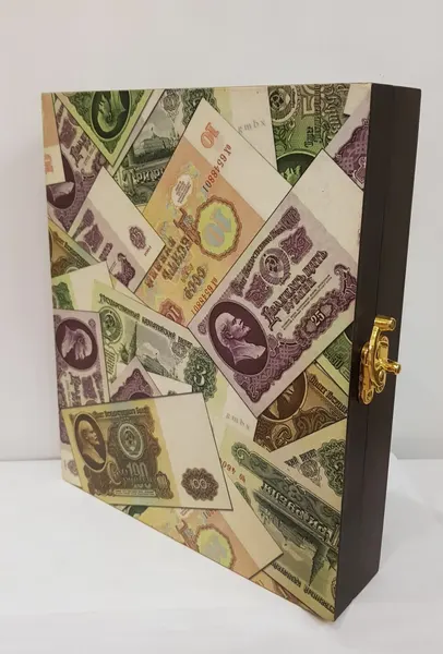 Ключница настенная "Деньги СССР" 25х21х5см, деревянная, 139233А