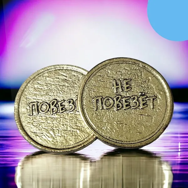 Сувенирная монета Повезет - НЕ повезет/ монетка сувенир для принятия решений, 3 см, латунь