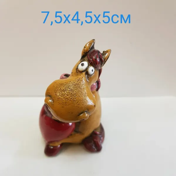 Фигурка декоративная "Лошадь с сердцем" литовская керамика, 7,5х4,5х5см, 6557В