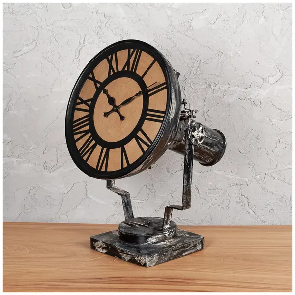 Часы Décor of Today, кварцевые, настольные, римские цифры, металл, серые