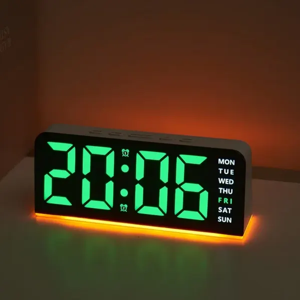Часы-будильник настольные LED GH9001 черный корпус (синий)