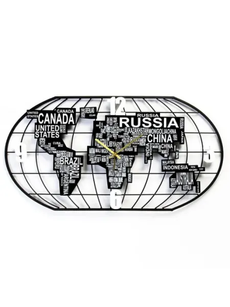Стильные настенные часы с картой мира