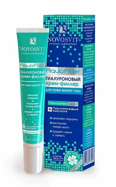 Крем филлер для кожи вокруг глаз Novosvit, с гиалуроновой кислотой и коллагеном, 20мл